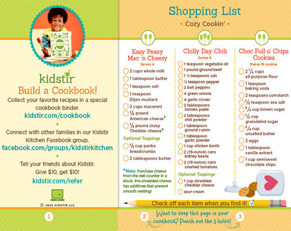 Cozy Cookin’ Shopping List