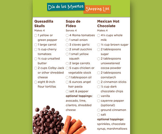 Día De Los Muertos Shopping List