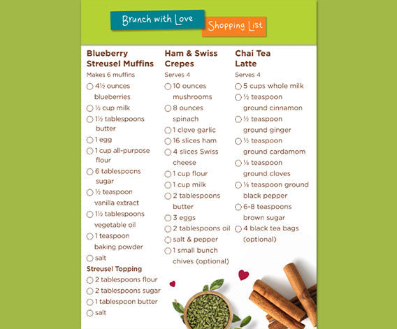 Brunch with Love Shopping List