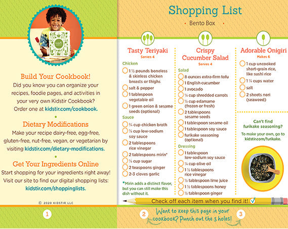 Bento Box Shopping List