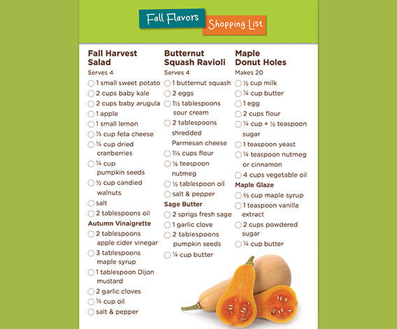 Fall Flavors Shopping List