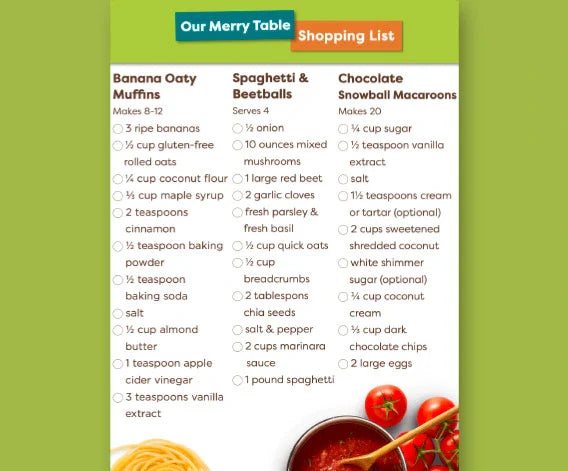 Our Merry Table Shopping List