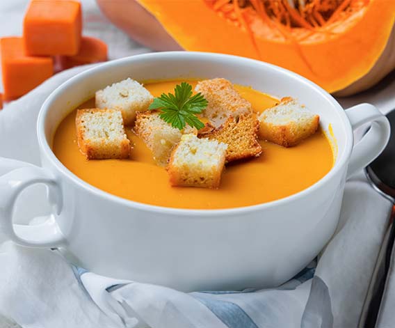 Butternut Squash Soup with Cheesy Croutons