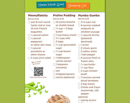 Happy Mardi Gras Shopping List